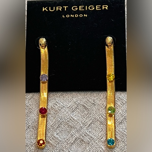 Kurt Geiger Jewelry - Kurt Geiger London NWT stunning Rainbow Crystal Snake Chain Linear earrings